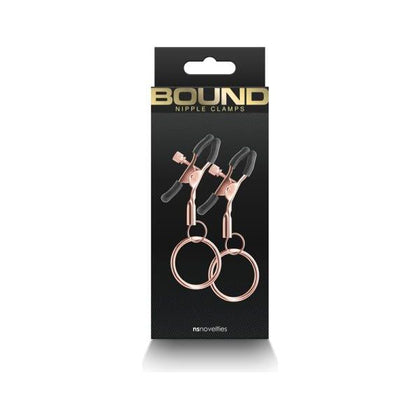 Bound C2 Rose Gold Adjustable Nipple Clamps for Enhanced Pleasure - Unisex Iron/Silicone Sex Toy