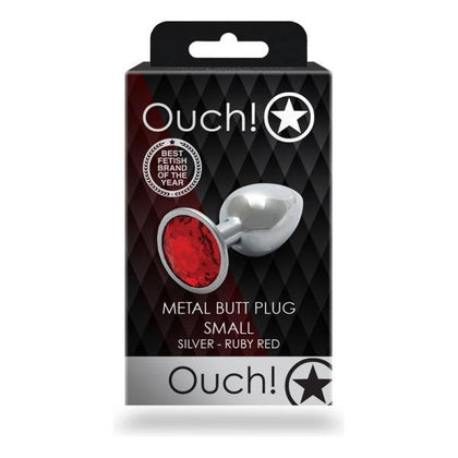 Ouch! Aluminum Butt Plug Small Silver/Ruby Red - Premium Anal Pleasure for All Genders