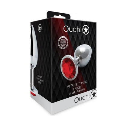Ouch! Aluminum Gem Butt Plug Large Silver/Ruby Red - Model BPL-1001 - Unisex Anal Pleasure Toy