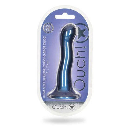 Shots Ouch! Ultra Soft Silicone 7 In. Curvy G-spot Dildo Metallic Blue
