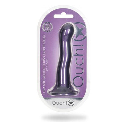 Ouch! Ultra Soft Silicone 7-Inch Curvy G-Spot Dildo - Model US7CGD-MP - Female Pleasure - Metallic Purple - Adult Naughty Store