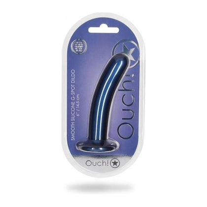 Ouch! Smooth Silicone 6 In. G-spot Dildo Metallic Blue - Premium Pleasure for Intimate Moments