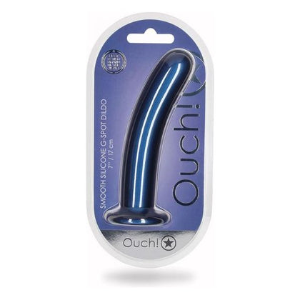 Ouch! Smooth Silicone 7-Inch G-Spot Dildo - Model SSG7 - Metallic Blue - Female Pleasure Toy