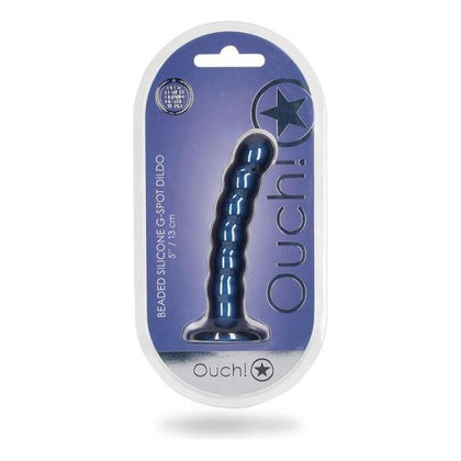 Ouch! Beaded Silicone G-spot Dildo - Model 5 In. Metallic Blue - Intense Pleasure for Women