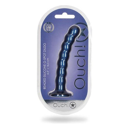 Shots Ouch! Beaded Silicone 6.5 In. G-spot Dildo Metallic Blue