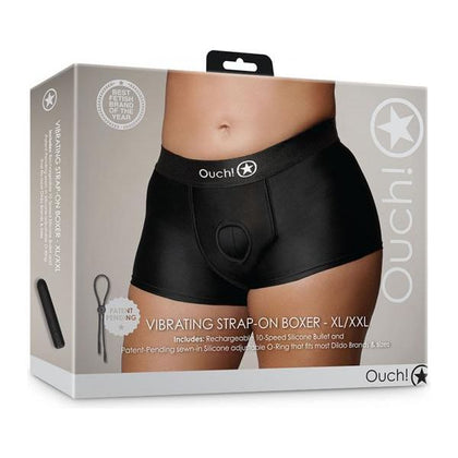 Ouch! Shots Vibrating Strap-On Boxer XL/2XL - The Ultimate Pleasure Experience for Couples in Black - Adult Naughty Store