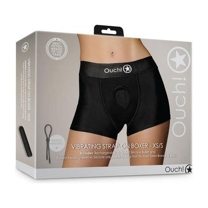 Shots Ouch! Vibrating Strap-on Boxer Black XS/S: The Ultimate Pleasure Indulgence for Couples - Adult Naughty Store