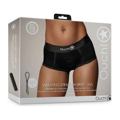 Ouch! Vibrating Strap-on Brief Black M/L - The Ultimate Pleasure Companion for Intimate Moments - Adult Naughty Store