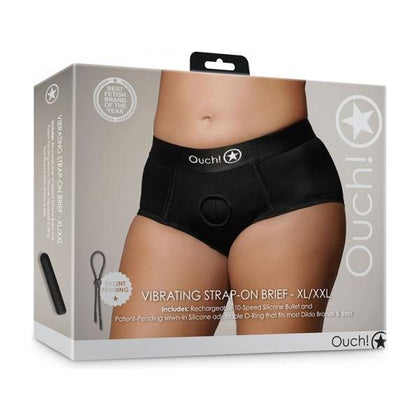 Ouch! Shots Vibrating Strap-on Brief Black XL/2XL - Ultimate Pleasure for Couples - Adult Naughty Store