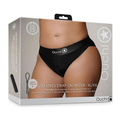 Ouch! Vibrating Strap-on Hipster Black XL/2XL - The Ultimate Pleasure Experience for Couples - Adult Naughty Store