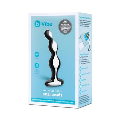 b-Vibe Stainless Steel Anal Beads - Model #BB-001 - For Him - Prostate Pleasure - Midnight Black