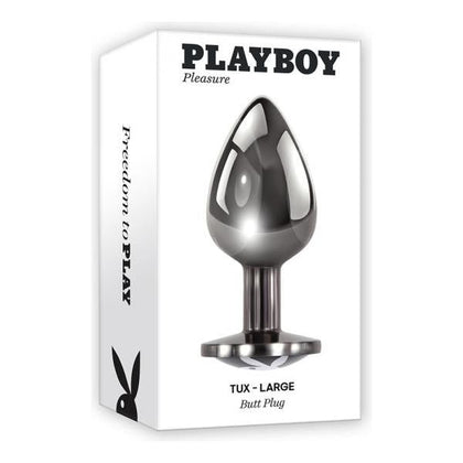 Playboy Tux Large Metal Anal Plug Hematite - Exquisite Pleasure for Men and Women - Adult Naughty Store