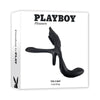 Playboy The 3 Way Rechargeable Remote Controlled Vibrating Silicone Cockring With Stimulator Black - Adult Naughty Store