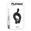 Playboy Triple Play Rechargeable Remote Controlled Vibrating Silicone Cockring With Stimulator Black - Adult Naughty Store