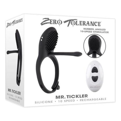 Zero Tolerance Mr. Tickler Rechargeable Remote Controlled Stimulating Adjustable Silicone Cockring B - Black