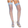 Coquette Blue Lace Top Fishnet Thigh-High Stockings O/s - Seductive Lingerie for Women, Enhance Leg Appeal and Sensuality, Comfortable and Versatile Fit (Model: CQ-FTS-BLU-OS) - Adult Naughty Store