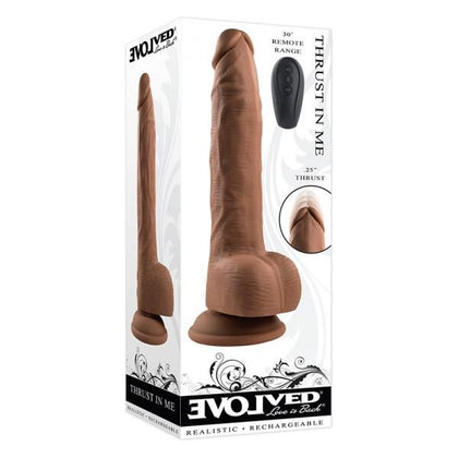 Evolved Thrust In Me Rechargeable Remote Controlled Thrusting Vibrating 9.25 In. Silicone Dildo Dark - Adult Naughty Store