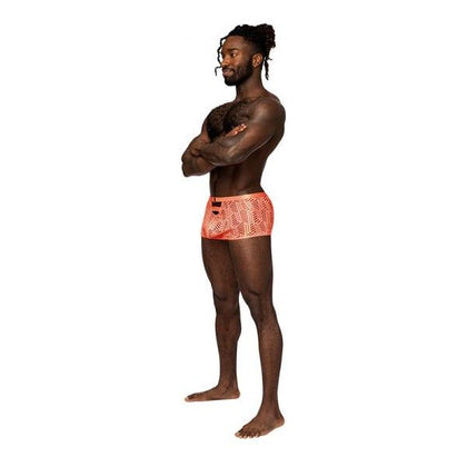 Male Power Rude Awakening Cheeky Cutout Short Neon Orange XL - Sensational Men's Neon Orange Cheeky Cutout Short for a Bold Bedroom Statement - Adult Naughty Store