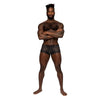 Male Power Sassy Lace Mini Short Sheer Pouch Black M - Sensual Men's Sheer Lace Underwear for Intimate Pleasure - Model SP-001, Size Medium - Adult Naughty Store