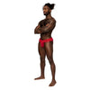 Male Power Sassy Lace Skirt Jock Red L/XL - Sensual Lace Skirted Waistband with Sheer Mesh Pouch for Men's Intimate Pleasure - Adult Naughty Store