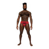 Male Power Sassy Lace Bikini Solid Pouch Red S: Sensual Men's Red Lace Bikini Underwear, Model MP-SLBP-RS, Intimate Pleasure for Him, Size Small - Adult Naughty Store