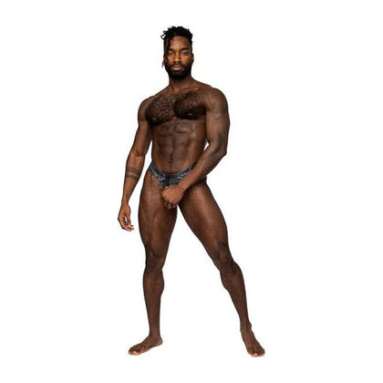 Male Power S'naked Power Sock Black/Blue L/XL - Men's Metallic Coated Stretch Shaft Pouch Lingerie (Model: S'naked Power Sock) - Adult Naughty Store