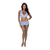 Magic Silk Exposed Ooh La Lace Bralette, Garter Skirt & G-string Set - Periwinkle S/M - Women's Lingerie and Intimate Apparel