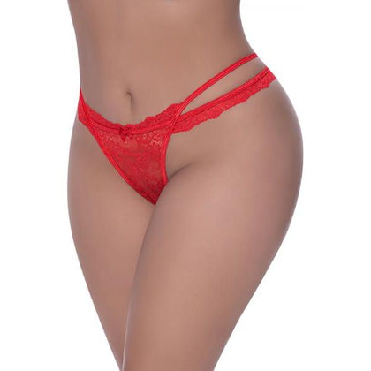 Magic Silk Exposed Ooh La Lace Cross Strap Split Crotch Tanga Red Queen Size Lingerie for Women