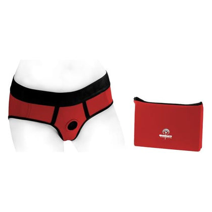 Tomboi Nylon Briefs Harness - Red/Black, Size XXS - The Ultimate Gender-Neutral Strap-On Experience - Adult Naughty Store