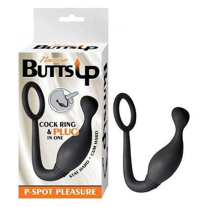 Nasstoys Butts Up P-Spot Pleasure Silicone Cock Ring & Anal Plug - Model BUP-001 - Male Prostate Stimulation - Black - Adult Naughty Store