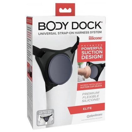Introducing the Body Dock Elite Silicone Strap-on Harness - Model BD-5000: The Ultimate Gender-Inclusive Pleasure Companion for Intimate Play - Black