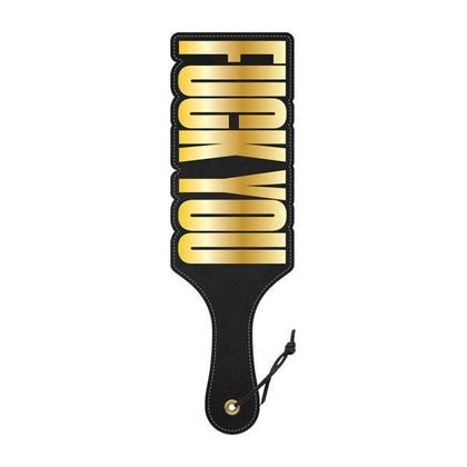 Wood Rocket Paddle Fuck You - Elegant Black and Gold Cut-Out Design, Textured Polyurethane Surface - Model FYP-69 - Unisex BDSM Spanking Toy for Sensual Pleasure