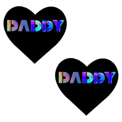Neva Nude Pasty Daddy Heart Vinyl Black - Sensual Heart-Shaped Nipple Pasties for Women - Model ND-1024 - Enhance Intimate Moments with Alluring Black Vinyl - One Size Fits Most