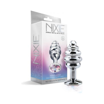 Luxurious Nixie Ribbed Metal Butt Plug Honey Dipper Small - Model NRB-001: Sensational Gender-Inclusive Anal Pleasure Enhancer in Mesmerizing Metallic Shade - Adult Naughty Store