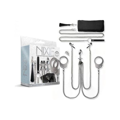 Introducing the Nixie Metal Bondage 8-Piece Kit: Silver, the Ultimate BDSM Set for Unforgettable Pleasure - Adult Naughty Store