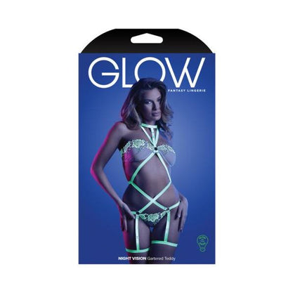 Fantasy Lingerie Glow Night Vision Glow-in-the-Dark Lace Strappy Teddy White L/XL