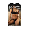 Fantasy Lingerie Vixen Pearl Strap Bralette & Crotchless Pearl Thong Set - Model VXN001 - Women's Erotic Lingerie for Intimate Pleasure - Black, Size L/XL (10-14) - Adult Naughty Store