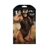 Fantasy Lingerie Vixen Belong To You Serpent Design Seamless Halter Teddy Black L/XL - Adult Naughty Store