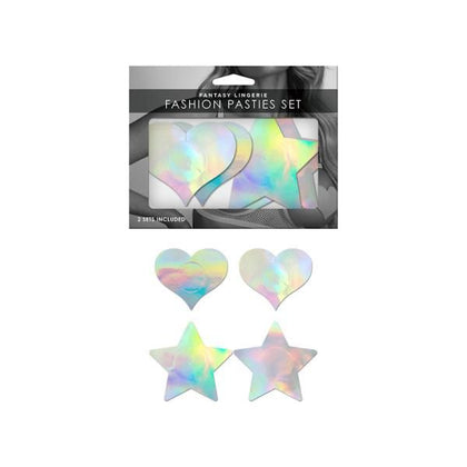 Fantasy Lingerie Holographic 2-pair Pasties Set - Heart & Star Shapes O/s
Introducing the Fantasy Lingerie Holographic 2-pair Pasties Set - Heart & Star Shapes O/s - Unleash Your Inner Sparkl - Adult Naughty Store