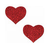 Pastease Glitter Heart Pasties Red - Hand-Made Adhesive Nipple Covers for Sensual Body Adornment - Model X-17 - Women - Intimate Pleasure Accessory - One Size - Adult Naughty Store