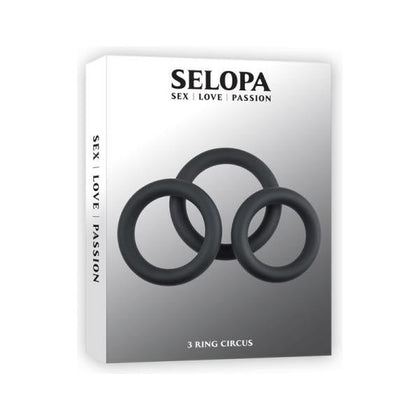 Sex Love Passion Selopa 3 Ring Circus Cock Ring Set - Silicone Black - Enhance Erection, Pleasure, and Intimacy - Male - For Ultimate Sensual Stimulation - Adult Naughty Store