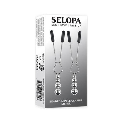 Selopa Stainless Steel Silver Beaded Nipple Clamps - Sensual Pleasure Toy for All Genders - Model X123 - Exquisite Nipple Stimulation Experience