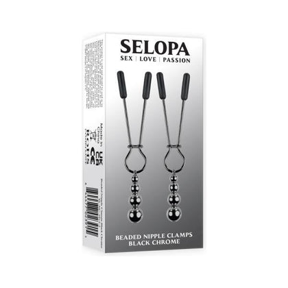 Selopa Beaded Nipple Clamps Stainless Steel Black Chrome - Intensify Your Pleasure with the Selopa BNC-5001 Beaded Nipple Clamps for All Genders, Delivering Sensual Stimulation in Black Chrome