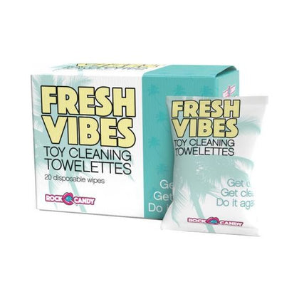 Rock Candy Fresh Vibes Toy Cleaning Towelettes - 20-Count Box: Hygienic, Portable, and Biodegradable Wipes for All Pleasure Products - Adult Naughty Store