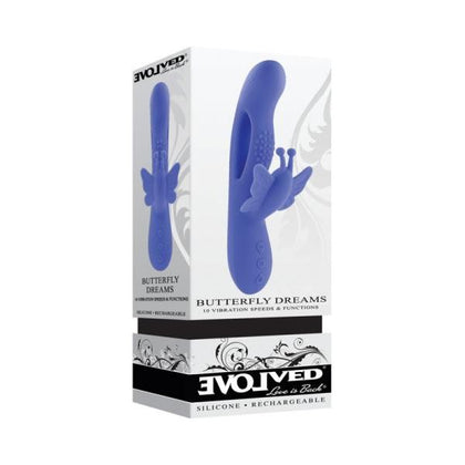 Evolved Butterfly Dreams Rechargeable Dual Stim Vibe Silicone Blue