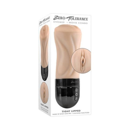 Zero Tolerance Tight Lipped Rechargeable Stroker With Suction Light - The Ultimate Pleasure Experience for Men - Model ZTR-500 - Black