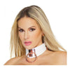 Coquette Pleasure Collection Choker - Deluxe White Vegan Leather Bondage Choker for Women - Model CQC-001