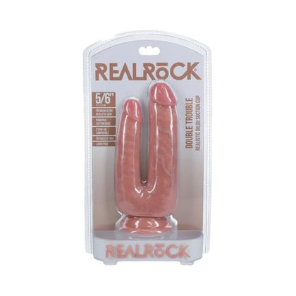 RealRock Double Trouble 5 In. / 6 In. Dildo - Beige, Firm and Soft-to-Touch Dual-Ended Pleasure Toy for Intense Satisfaction