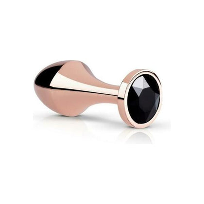 Rosy Gold Nouveau Aluminum Butt Plug - Model NG-001 - Unisex Sensual Pleasure - Exquisite Black Crystal Detail - Luxurious Seductive Shade - Adult Naughty Store