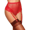 Dreamgirl Ruby High-Waisted Fishnet and Lace Garter Thong - Model 0001S: Sensual Women's Lingerie for Exquisite Waist-High Seduction - Adult Naughty Store